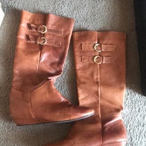 Burnt orange leather boots